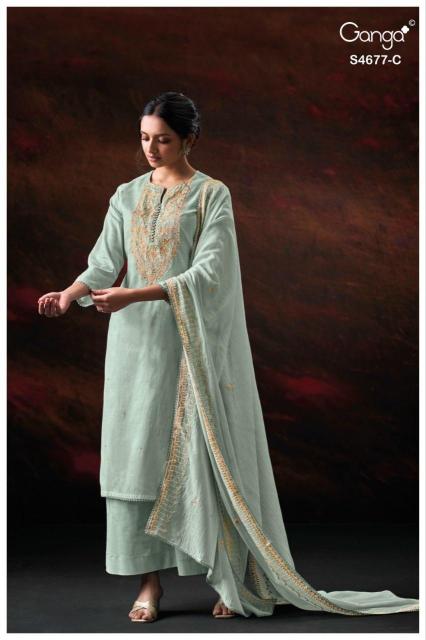 Ganga prishael 4677 creations dress materials wholesale